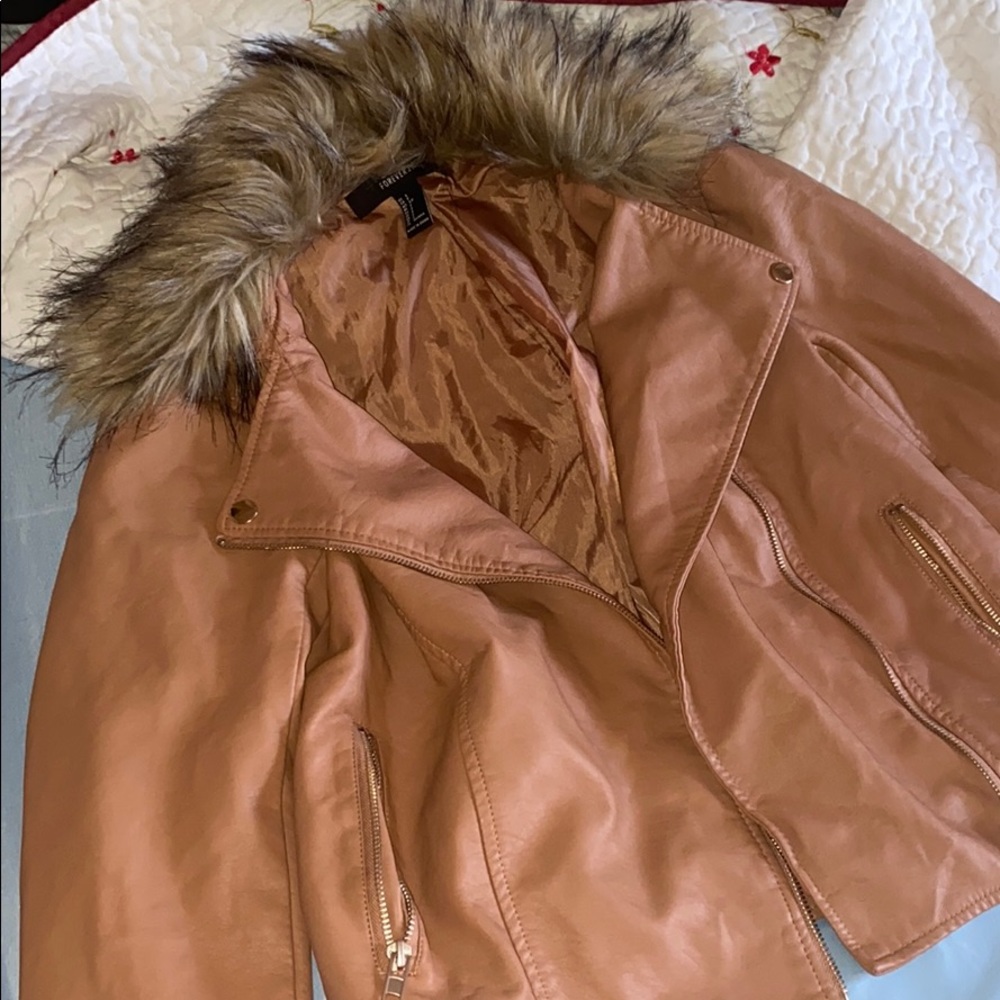 Furry Tan Leather Jacket